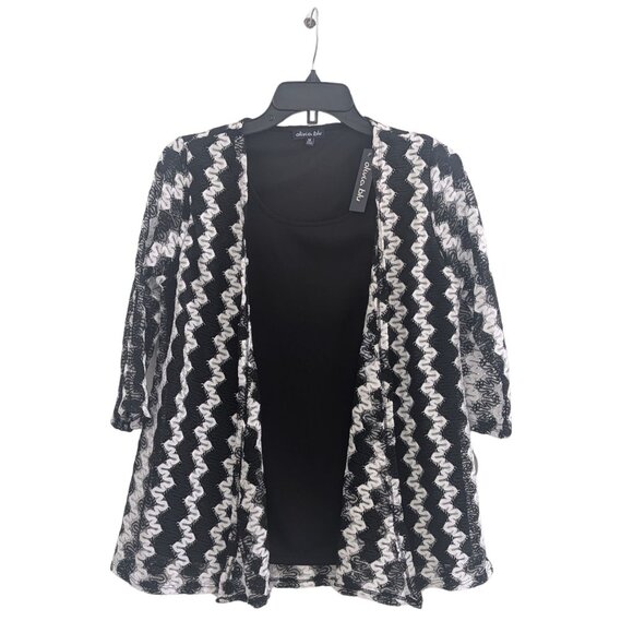 Olivia Blu Black Pullover with Attached Sheer Cardigan – Size M (NWT) - Picture 2 of 3